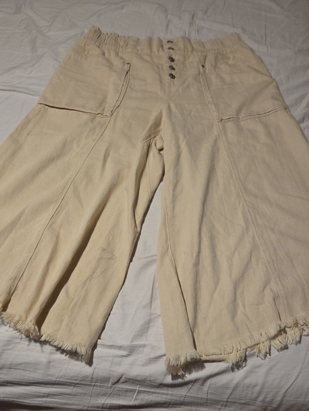 We The Free Women's Wide-Leg Cream Jeans with Button Front